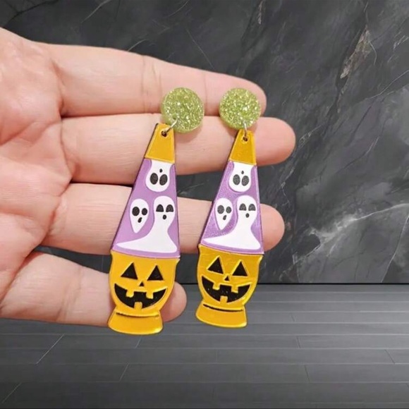 Halloween Ghost Lava Lamp Earrings - Picture 2 of 5